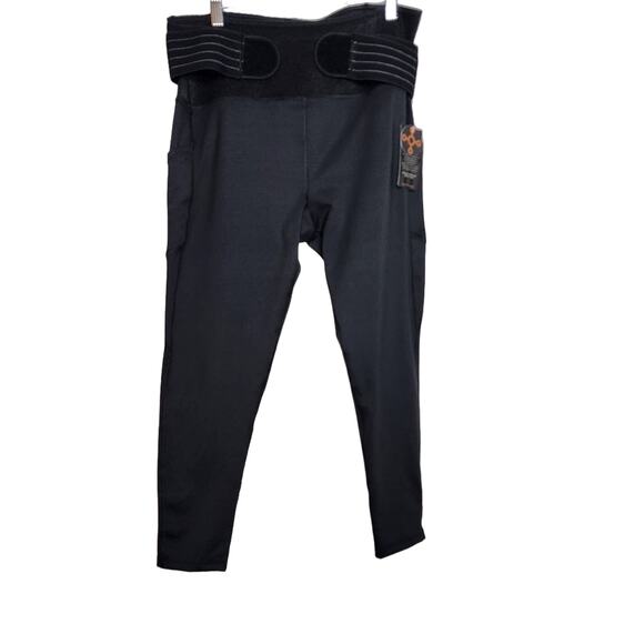 Tommie Copper Lower Back Support Leggings with Adjustable Straps Black Size XL - Picture 1 of 11
